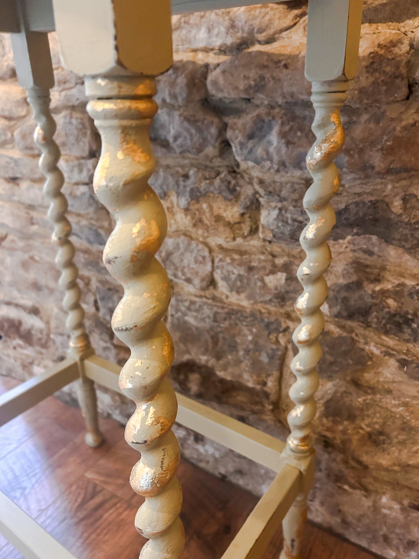 Hand painted hall table with gold leaf - The Barn Shed