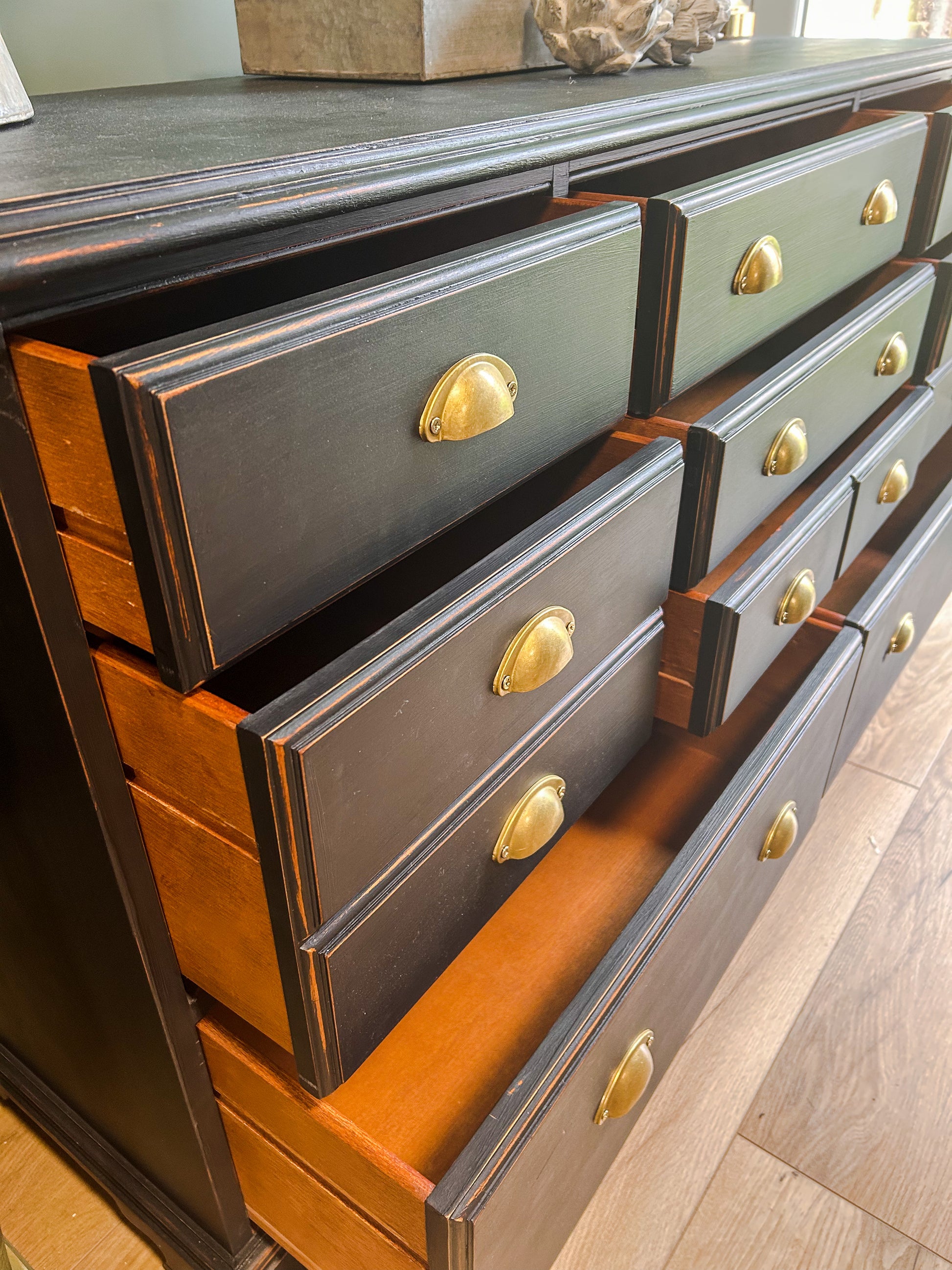 Refurbished Hand Painted Black Merchant Chest - The Barn Shed