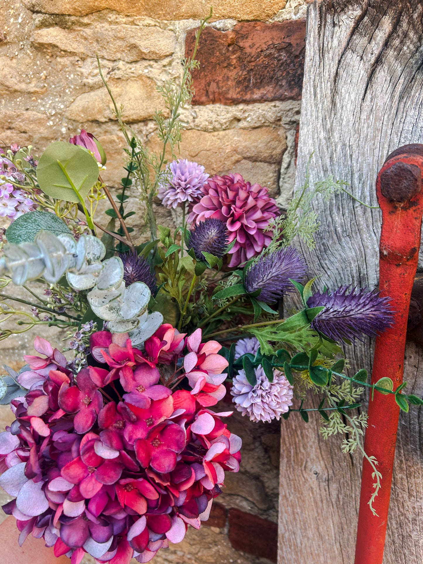 Purple Hydrangea Faux Flower arrangement - The Barn Shed