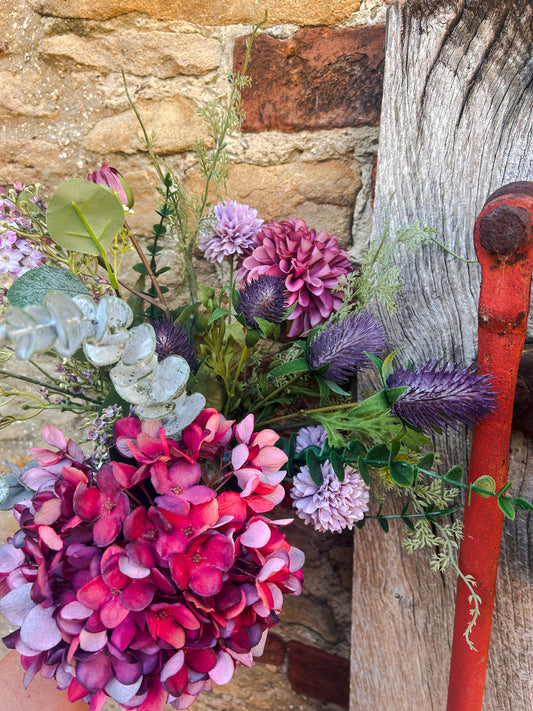 Purple Hydrangea Faux Flower arrangement - The Barn Shed