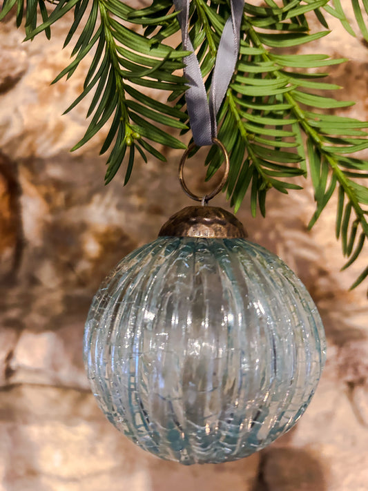 Glass cracked vintage effect baubles -various sizes and colours - The Barn Shed