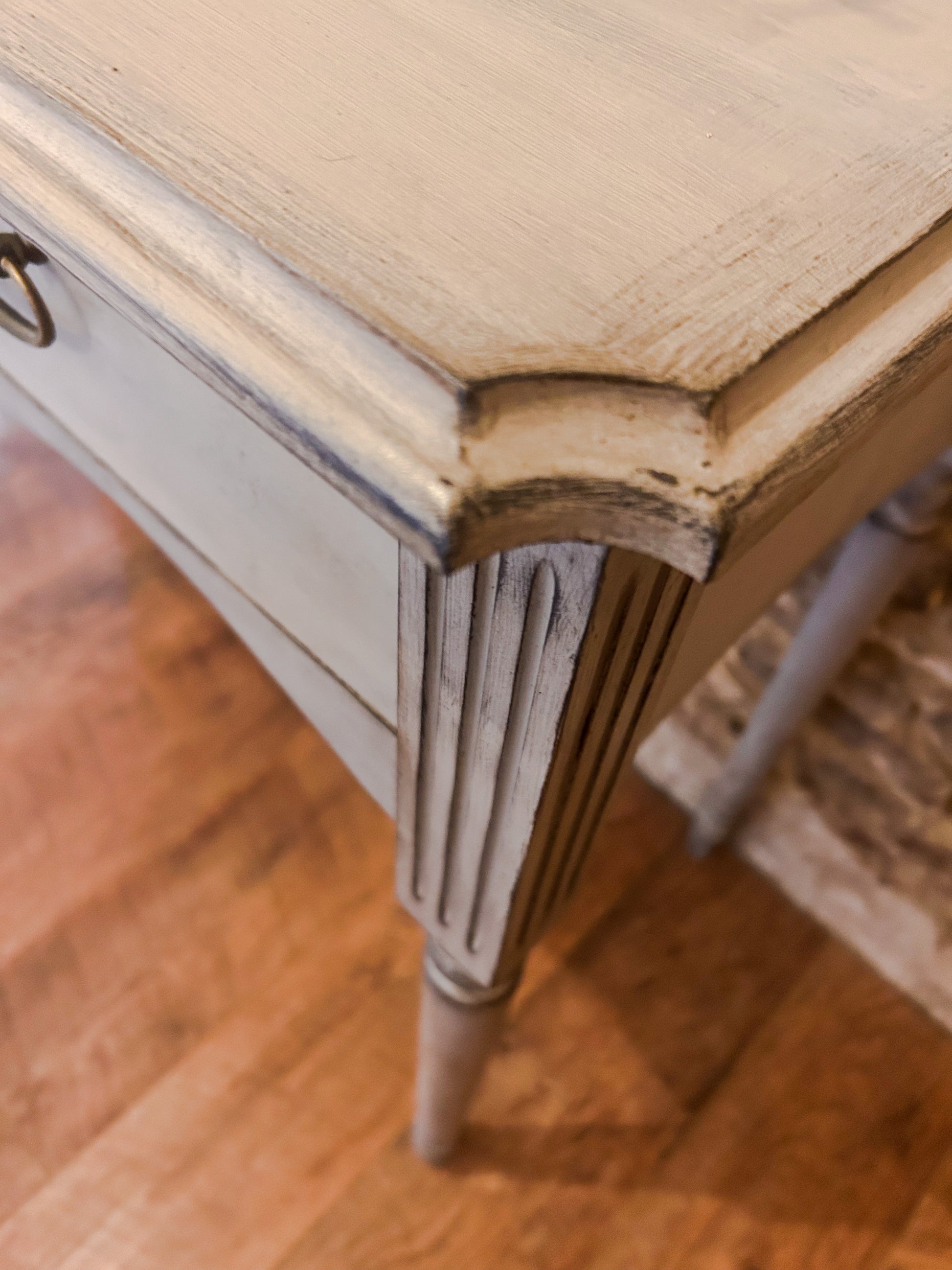 Hand Painted Château Grey Distressed Console Table - The Barn Shed