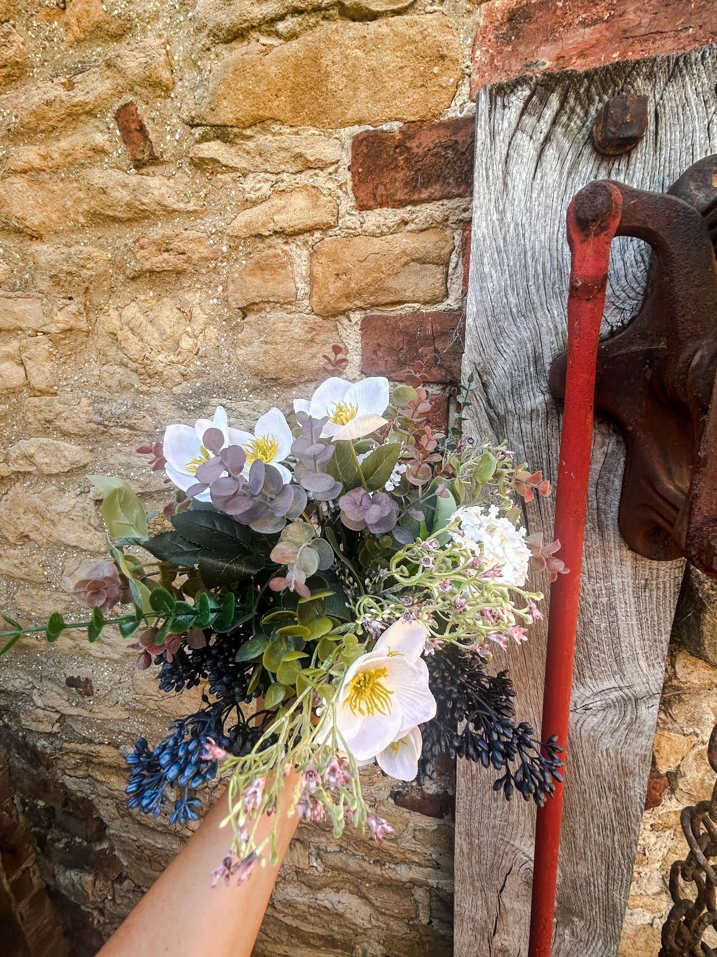 Faux Dark Berry and Wild Flower Arrangement - The Barn Shed