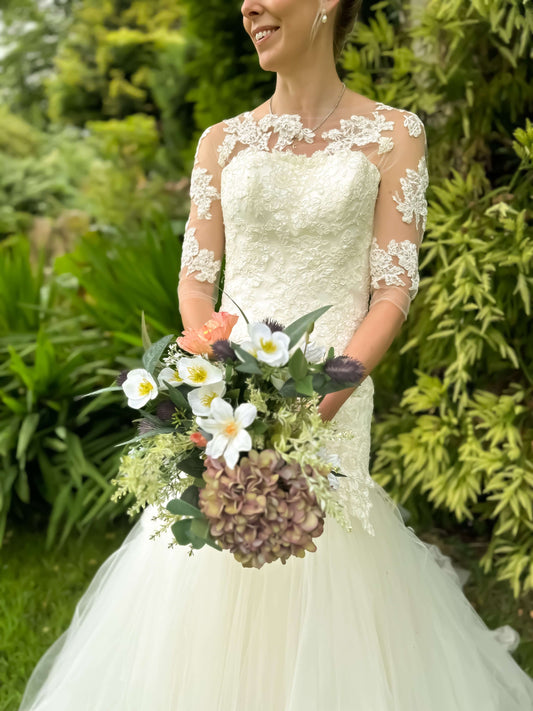 Faux Wedding Flowers-Hydrangea, Thistle and Poppy Wedding Bouquet