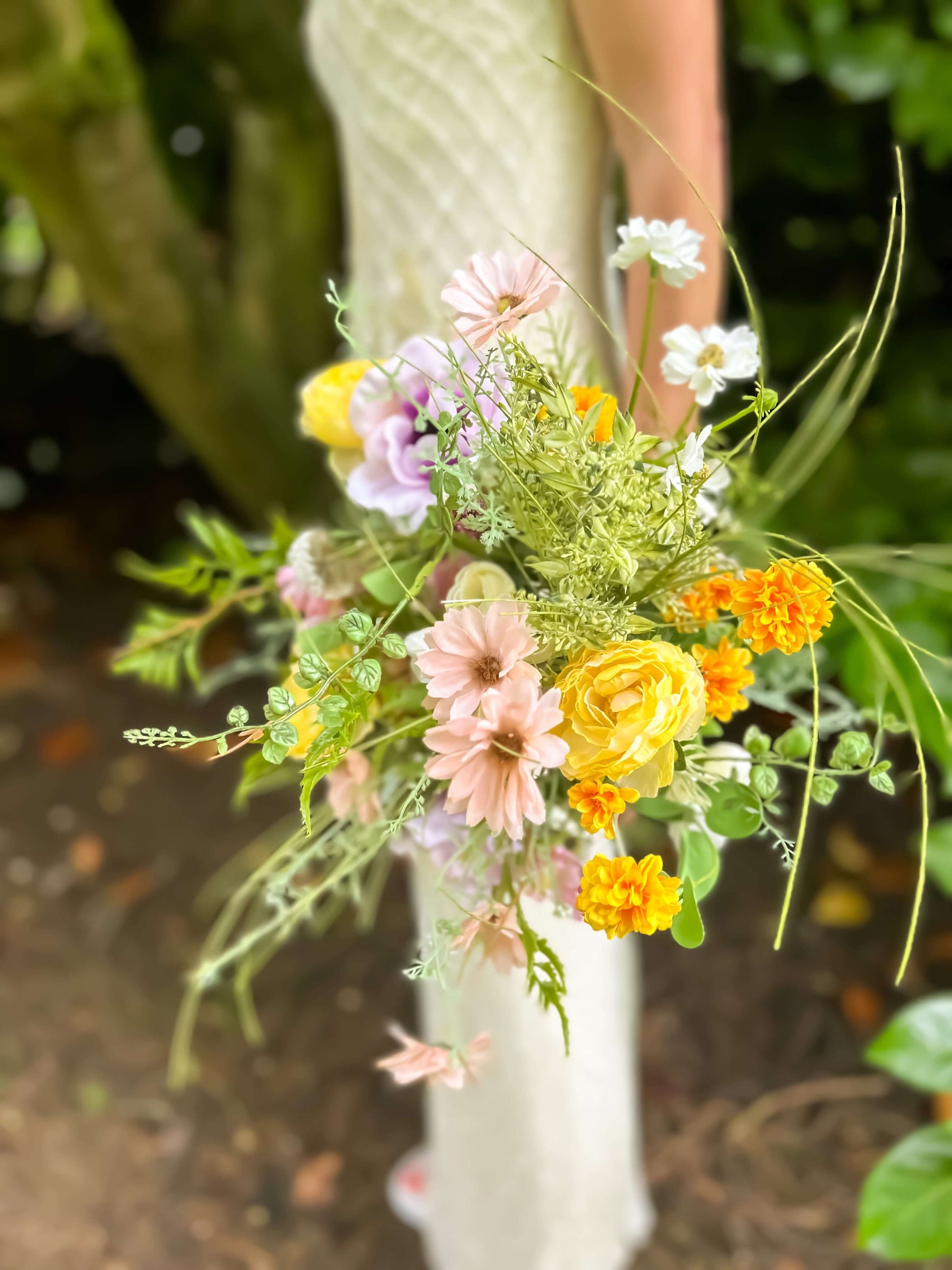 Faux Wedding Flowers-Colourful Spring Bridal Bouquet