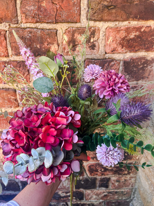 Purple Hydrangea Faux Flower arrangement - The Barn Shed