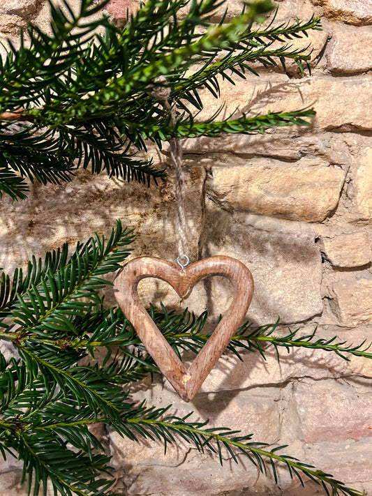 Small carved wood heart decoration - The Barn Shed