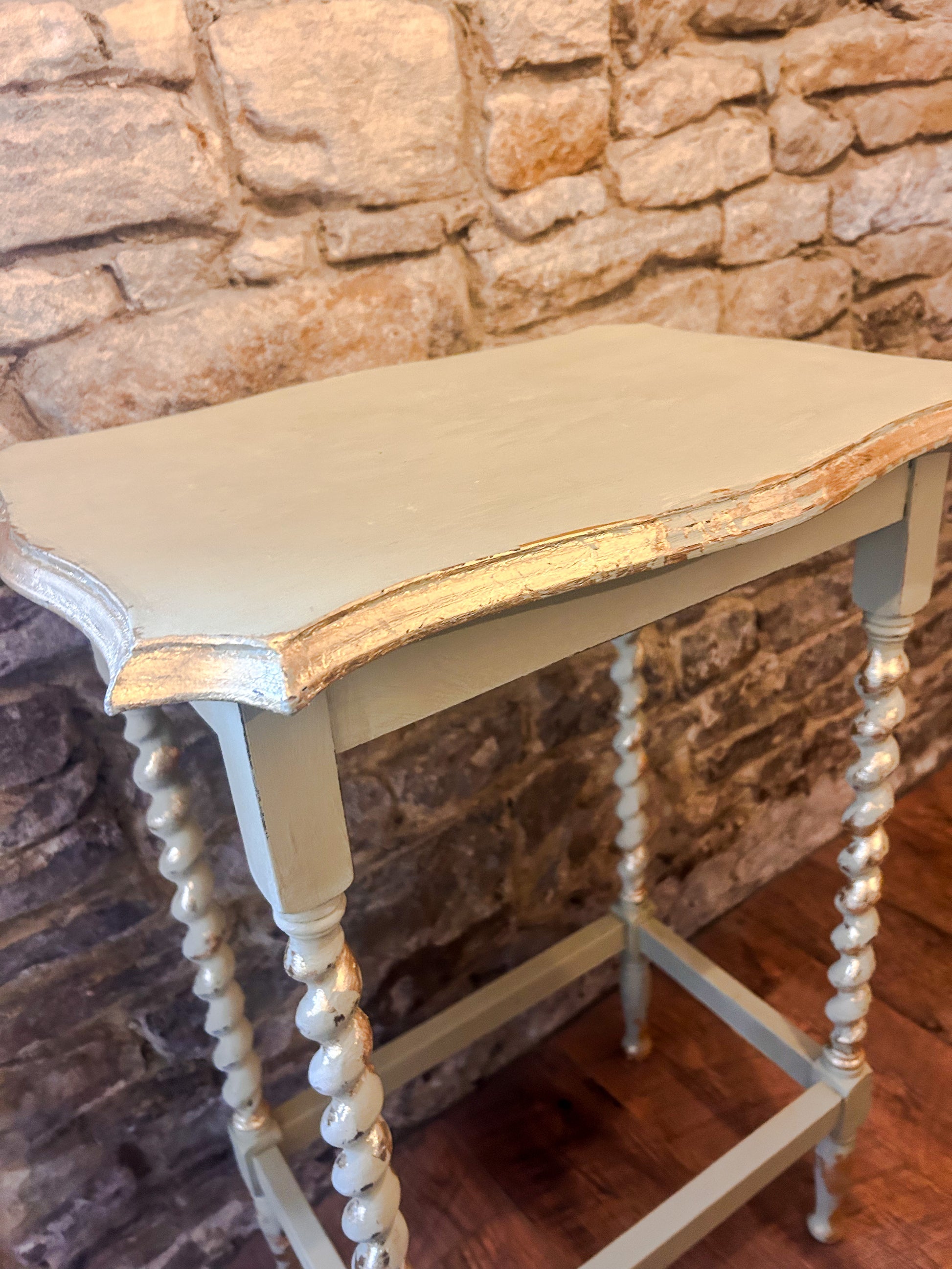 Hand painted hall table with gold leaf - The Barn Shed