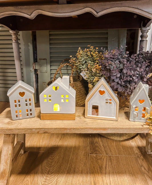 Ceramic House T-light Holder in grey-small - The Barn Shed