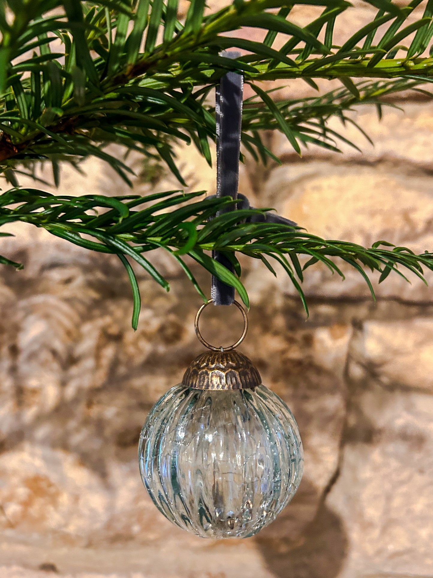 Glass cracked vintage effect baubles -various sizes and colours - The Barn Shed