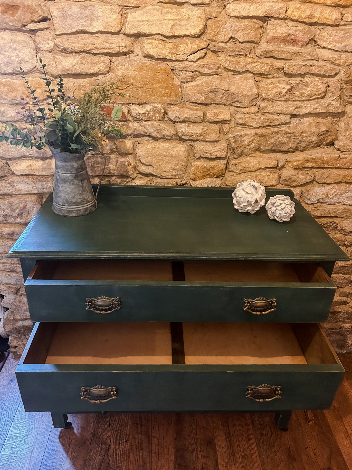 Refurbished Hand Painted Amsterdam Green Sideboard - The Barn Shed