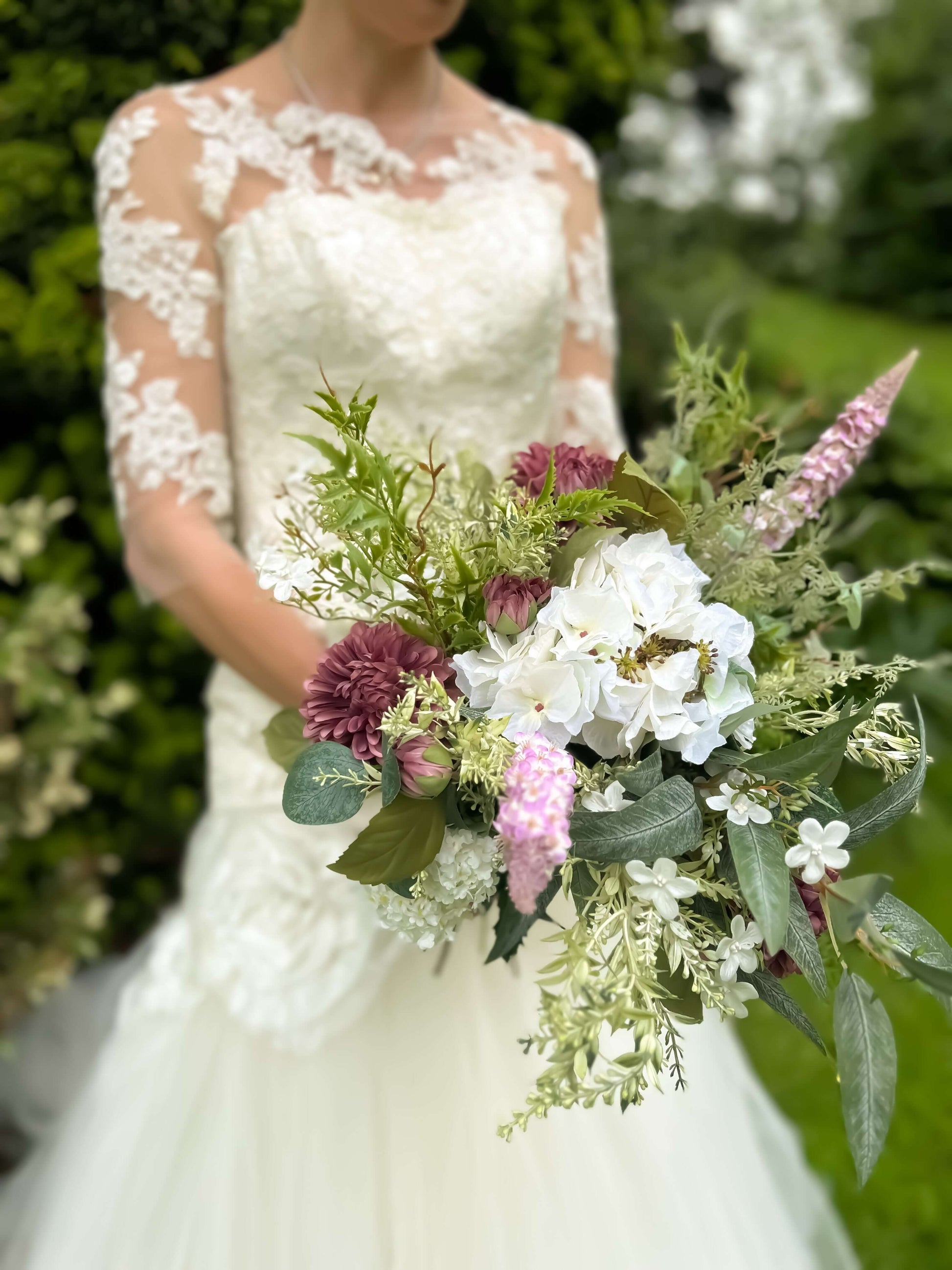 Faux Wedding Flowers-Purple, Lilac and White Soft Wedding Bouquet