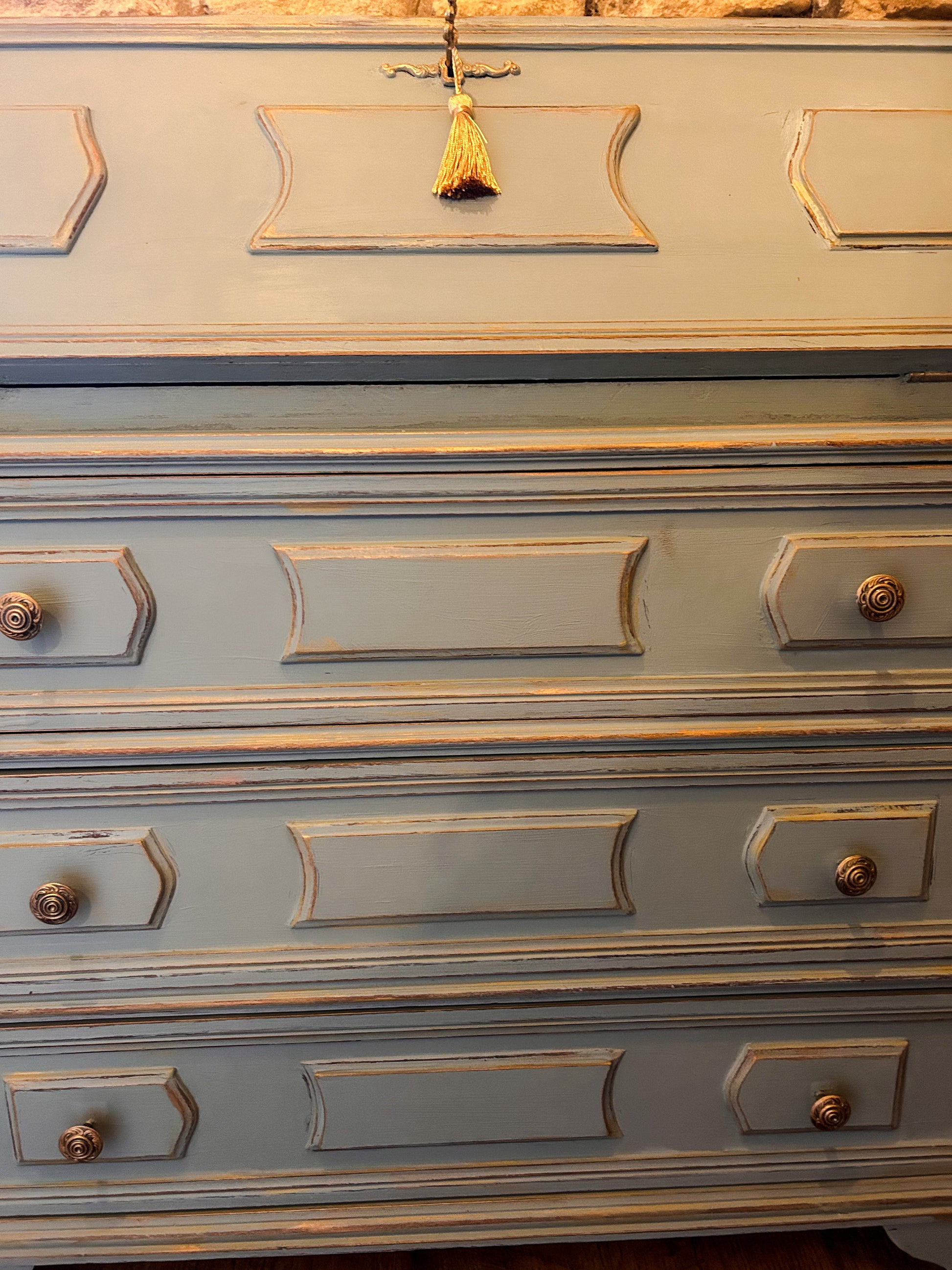 Refurbished Hand Painted Sideboard in Duck Egg Blue with Writing Desk - The Barn Shed