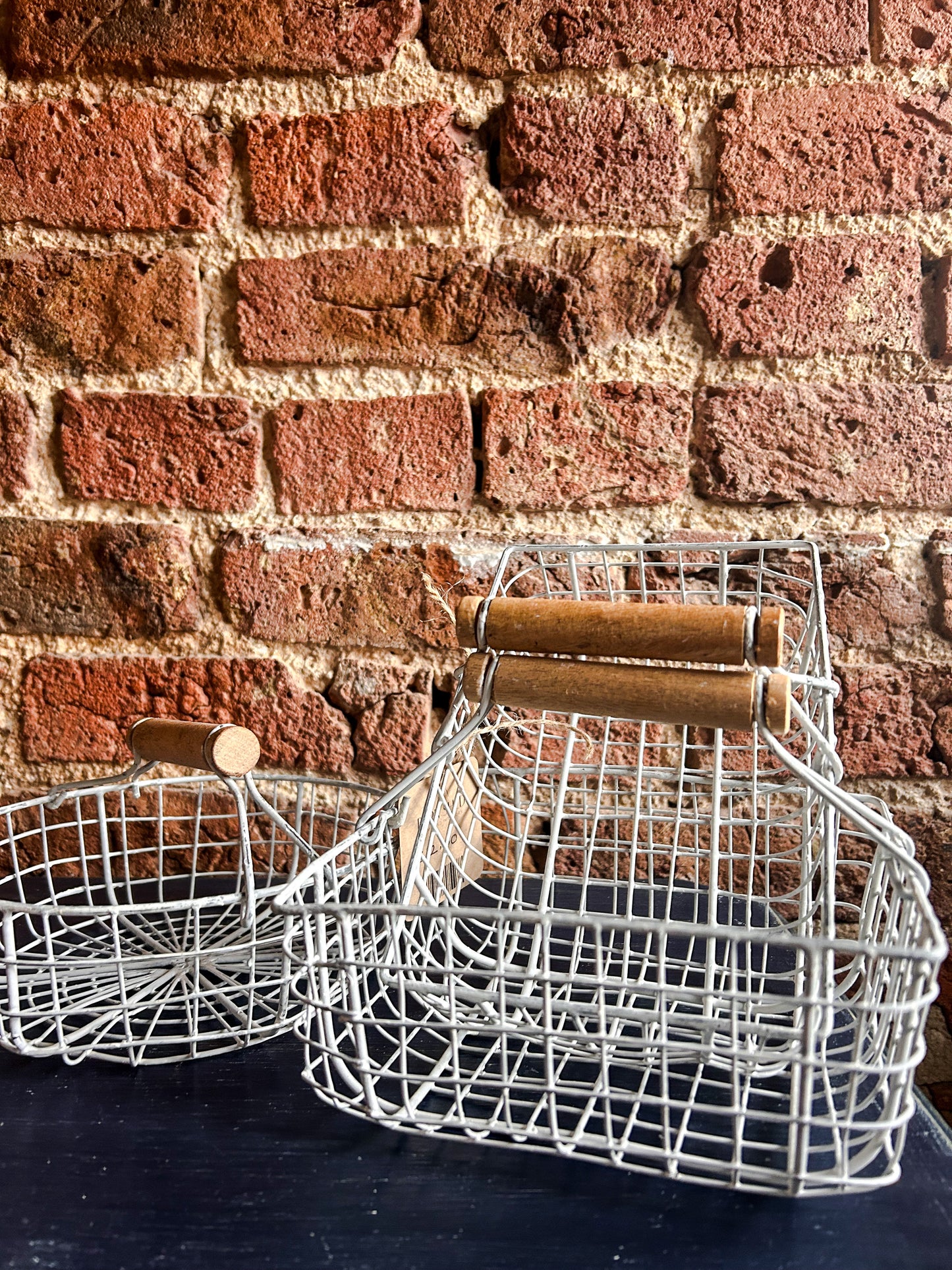 Rustic white metal basket-Various styles - The Barn Shed