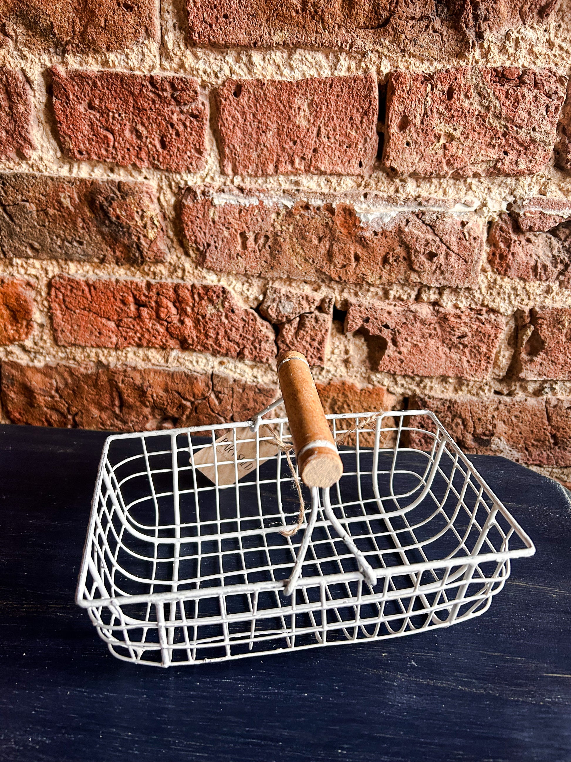 Rustic white metal basket-Various styles - The Barn Shed