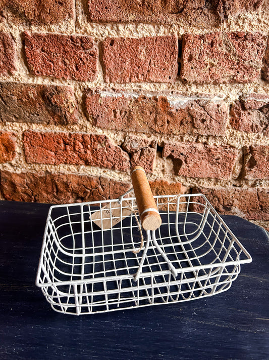 Rustic white metal basket-Various styles - The Barn Shed