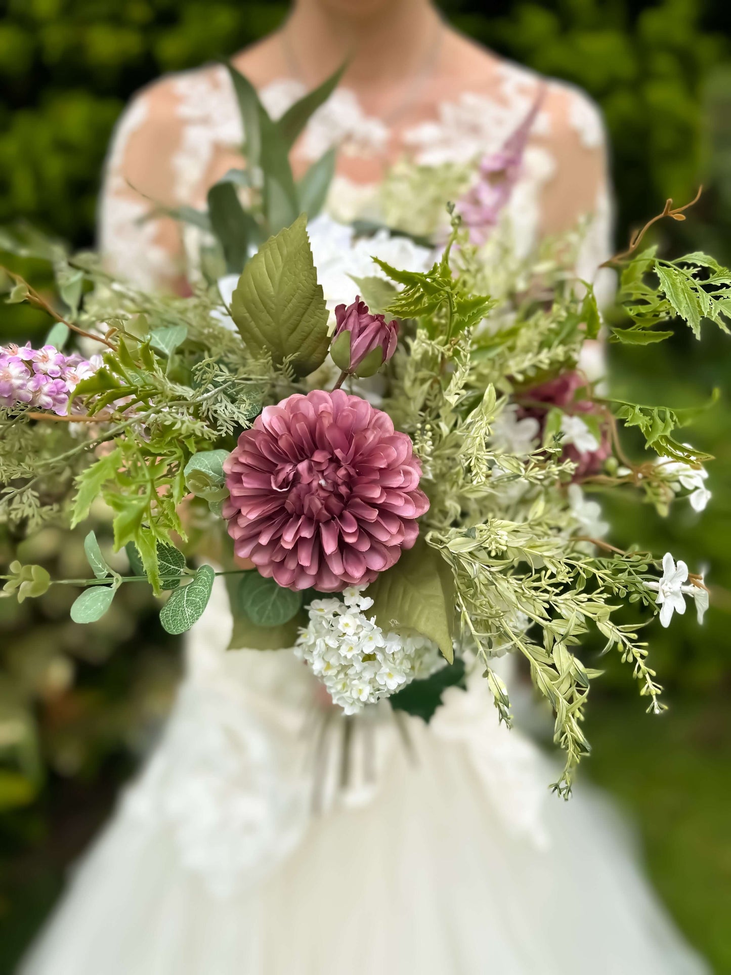 Faux Wedding Flowers-Purple, Lilac and White Soft Wedding Bouquet