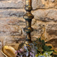 Worn brass look candlestick - The Barn Shed