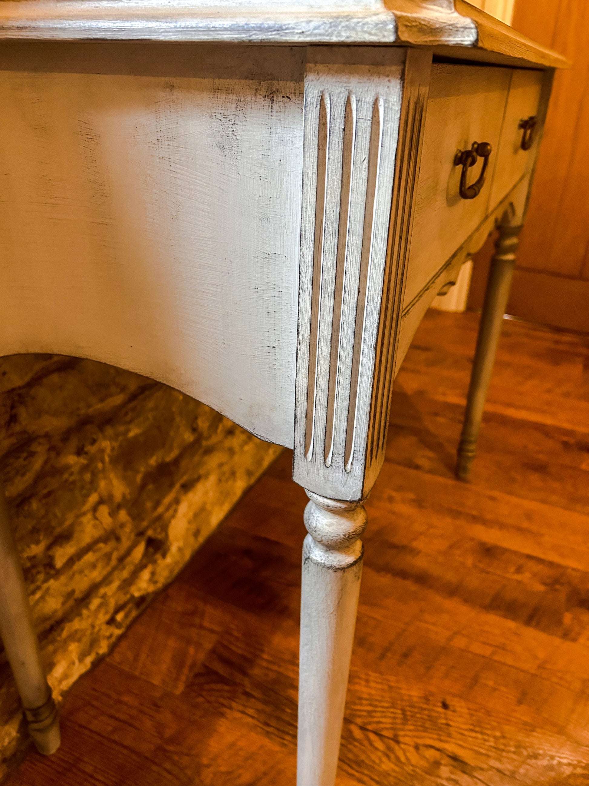 Hand Painted Château Grey Distressed Console Table - The Barn Shed