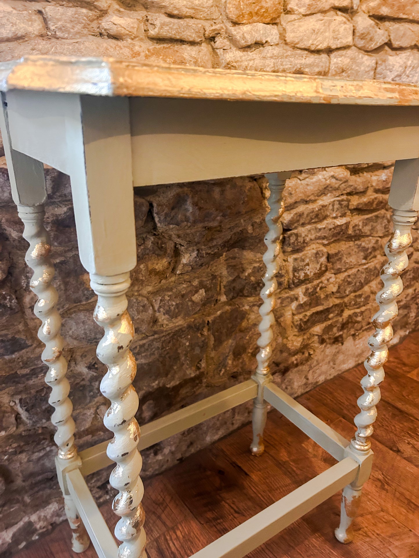 Hand painted hall table with gold leaf - The Barn Shed