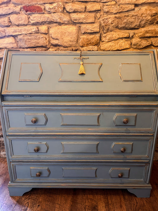 Refurbished Hand Painted Sideboard in Duck Egg Blue with Writing Desk - The Barn Shed