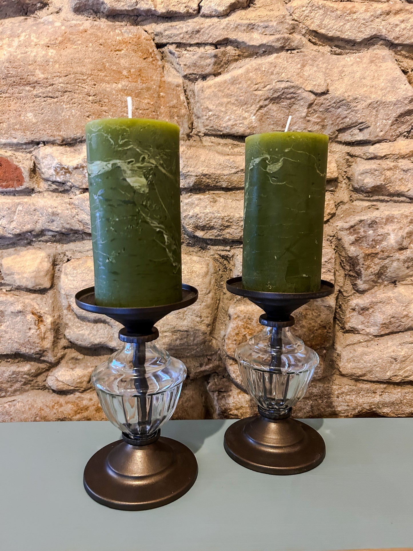 Glass Pillar Candleholder - The Barn Shed