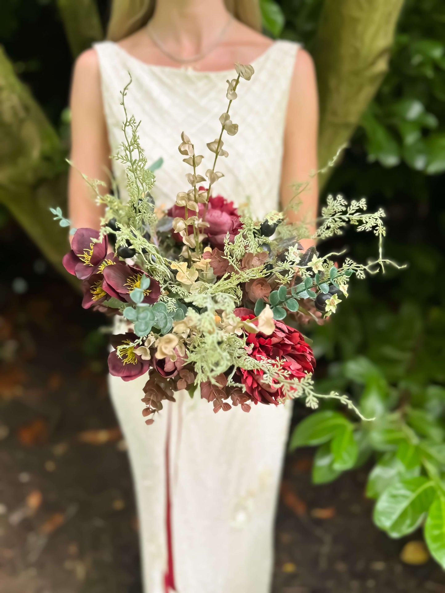 Faux Wedding Flowers-Red and Green Wedding Bouquet