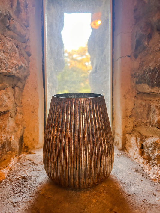 Fluted Antique Gold Votive - The Barn Shed