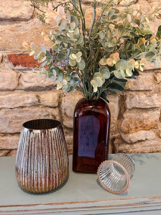 Fluted Antique Gold Votive - The Barn Shed