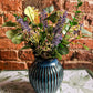 Blue Ribbed Glazed Vase 16CM - The Barn Shed