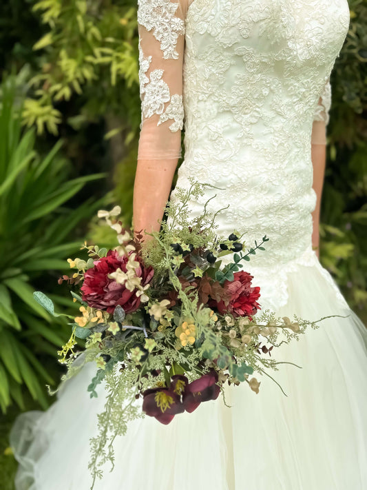 Faux Wedding Flowers-Red and Green Wedding Bouquet