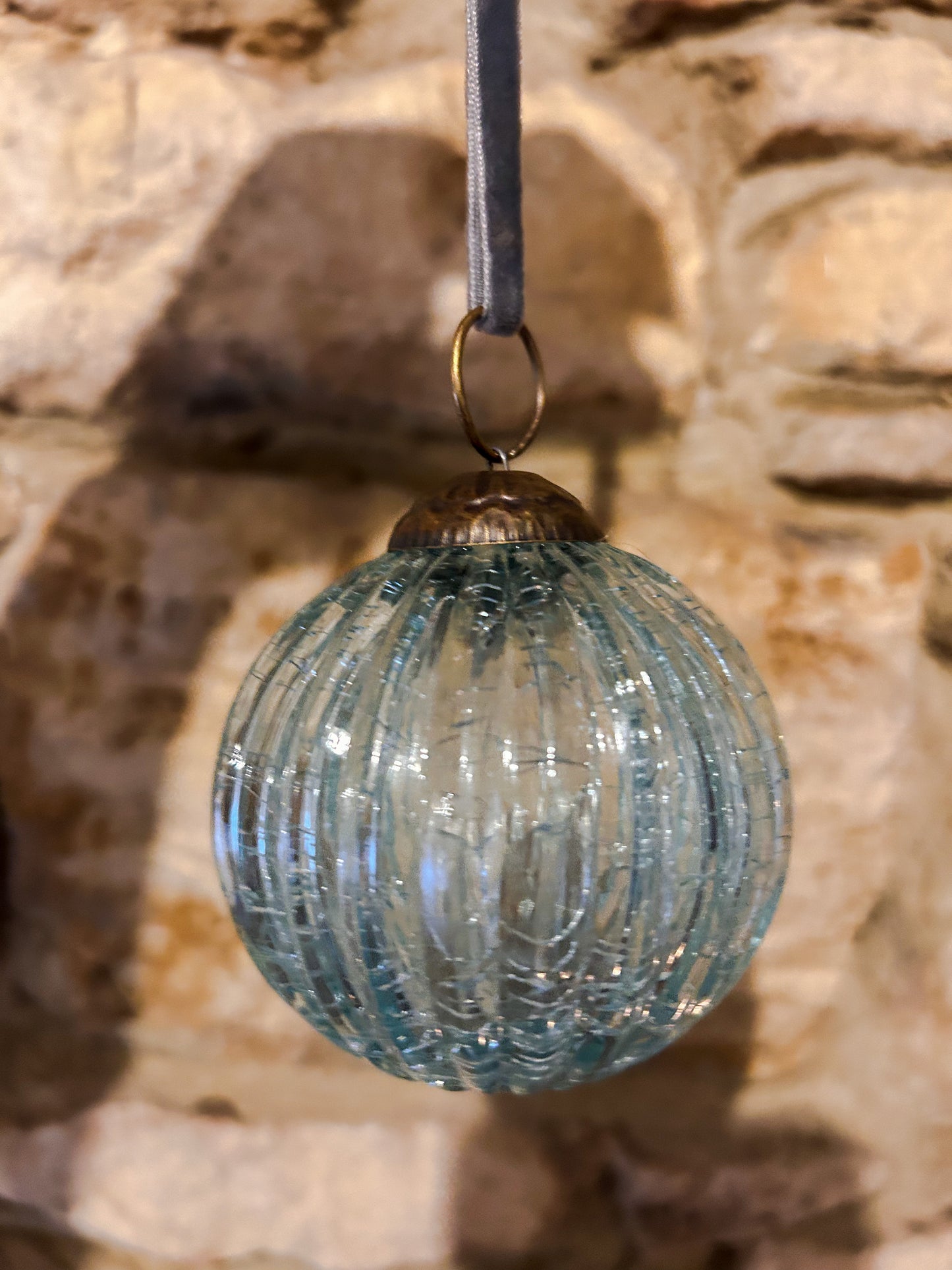 Glass cracked vintage effect baubles -various sizes and colours - The Barn Shed