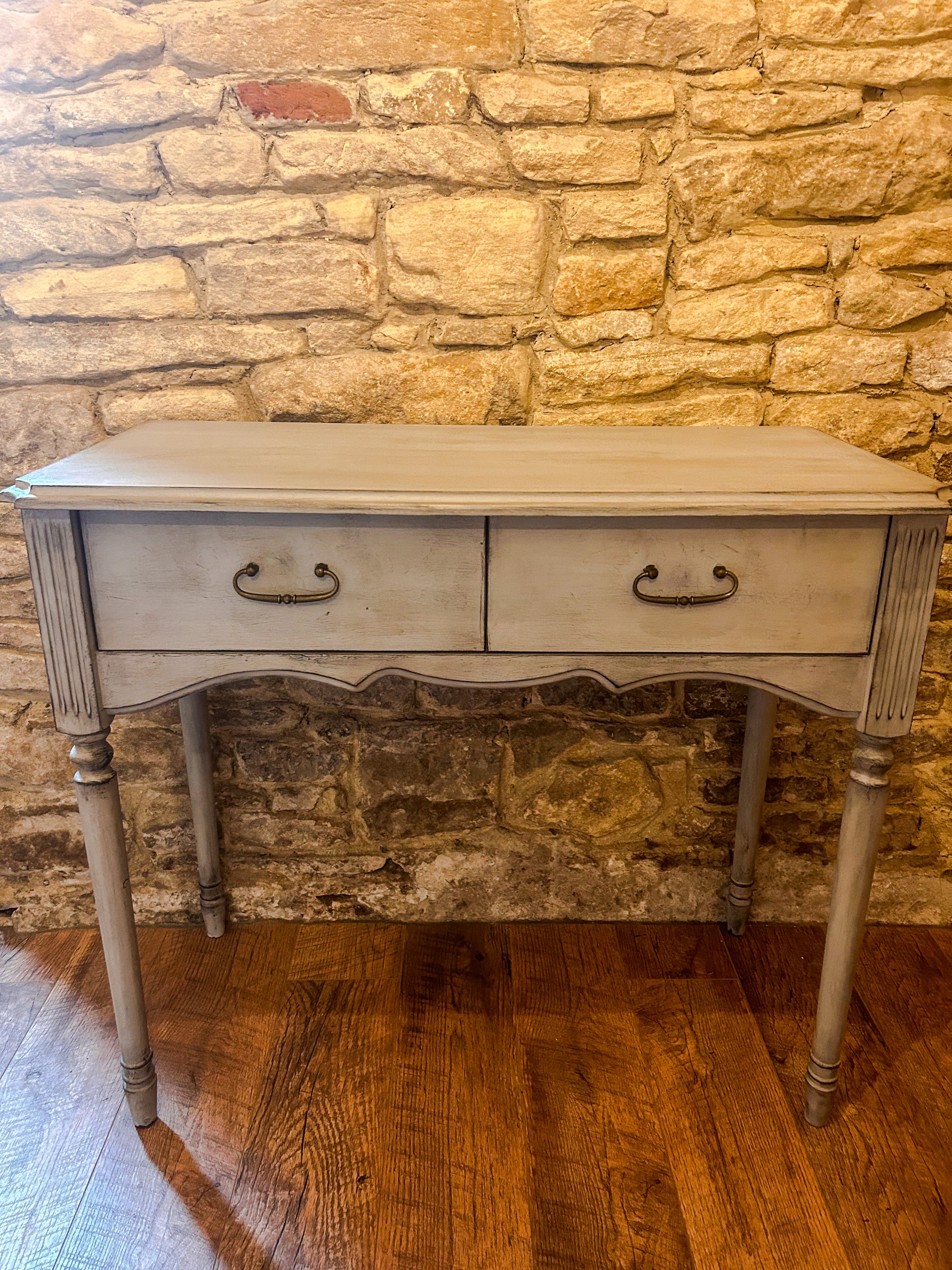 Hand Painted Château Grey Distressed Console Table - The Barn Shed