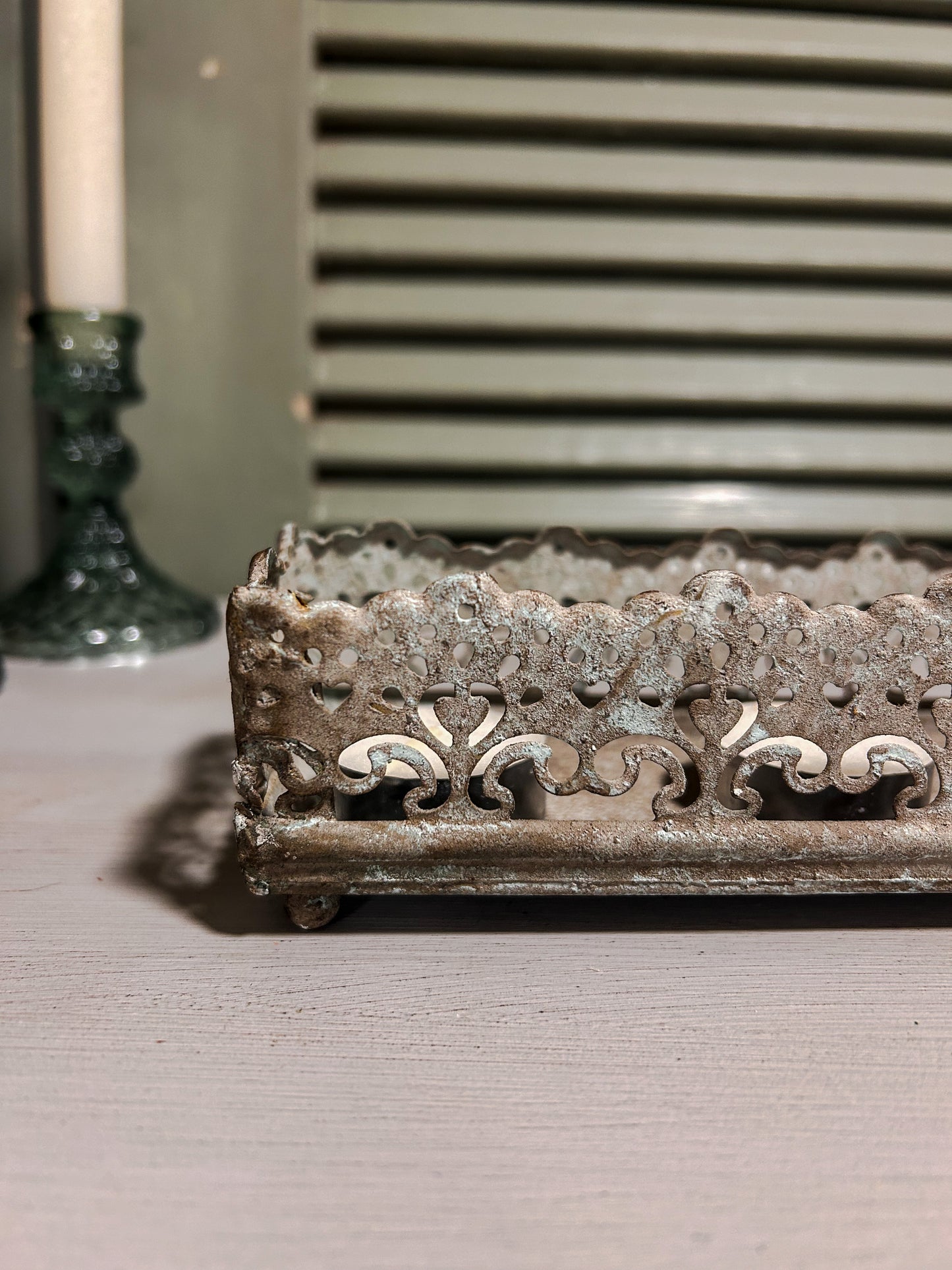 Zinc candle tray - The Barn Shed