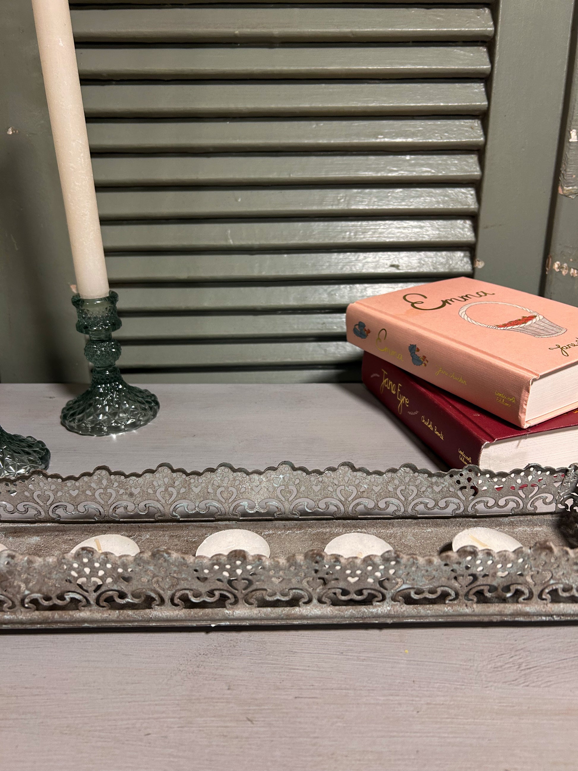 Zinc candle tray - The Barn Shed