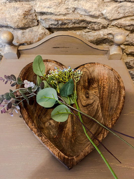 Wooden Heart Bowl- Mango Wood - The Barn Shed