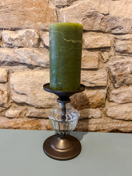 Glass Pillar Candleholder - The Barn Shed