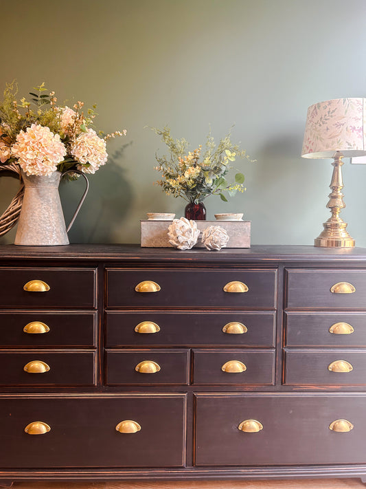 Refurbished Hand Painted Black Merchant Chest - The Barn Shed