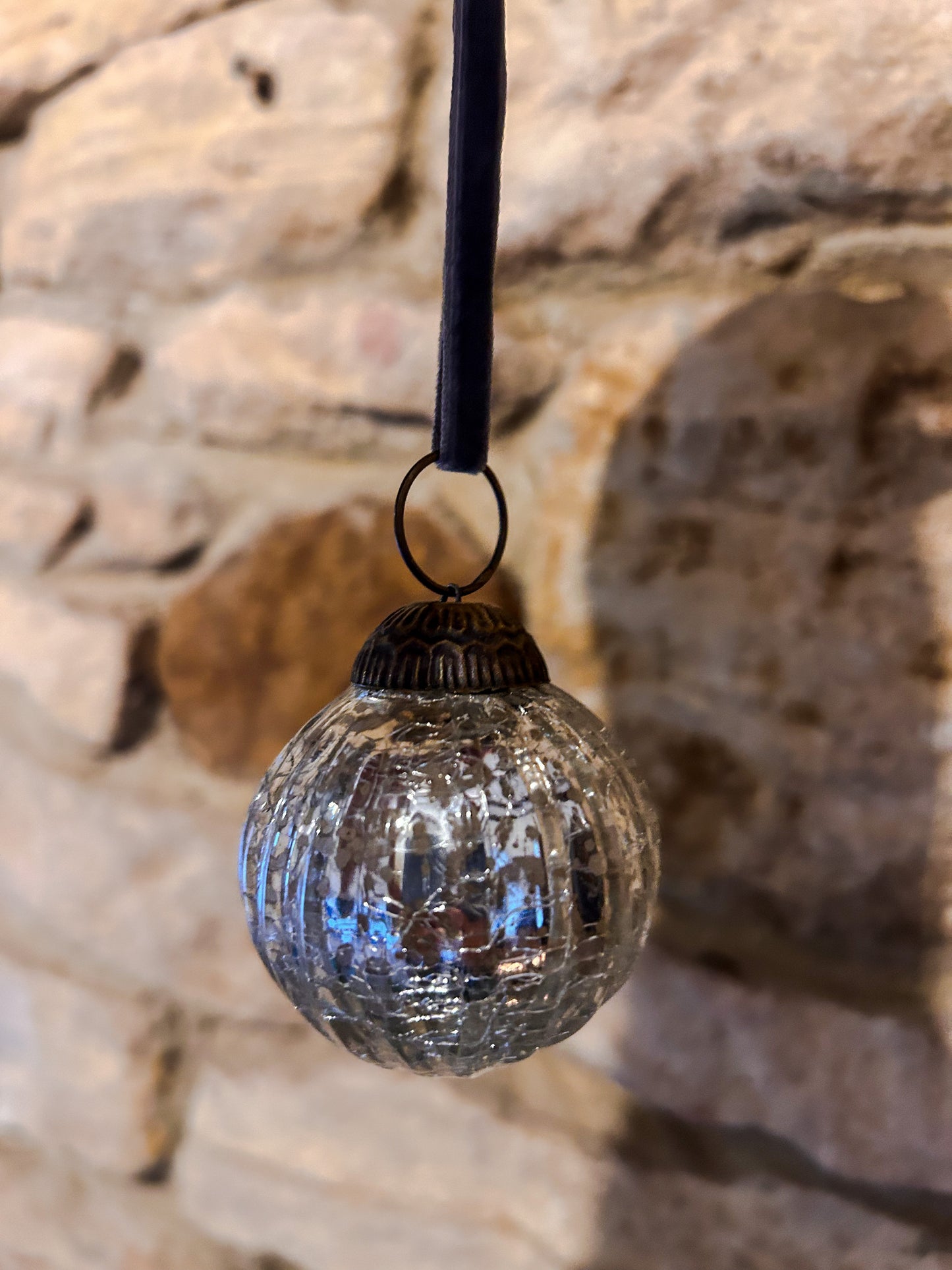 Glass cracked vintage effect baubles -various sizes and colours - The Barn Shed