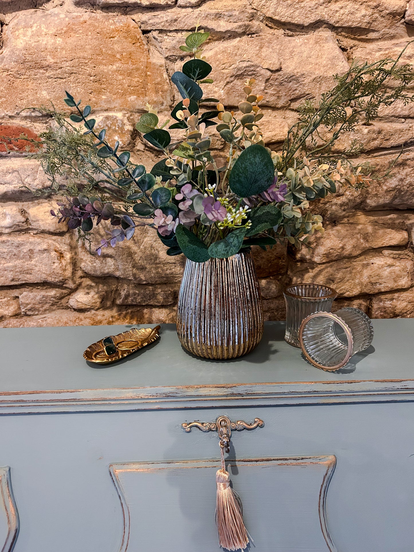 Refurbished Hand Painted Sideboard in Duck Egg Blue with Writing Desk - The Barn Shed