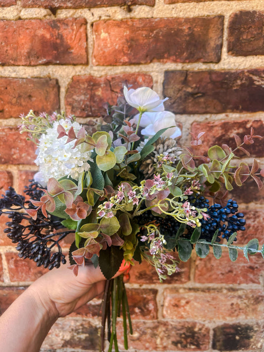 Faux Dark Berry and Wild Flower Arrangement - The Barn Shed