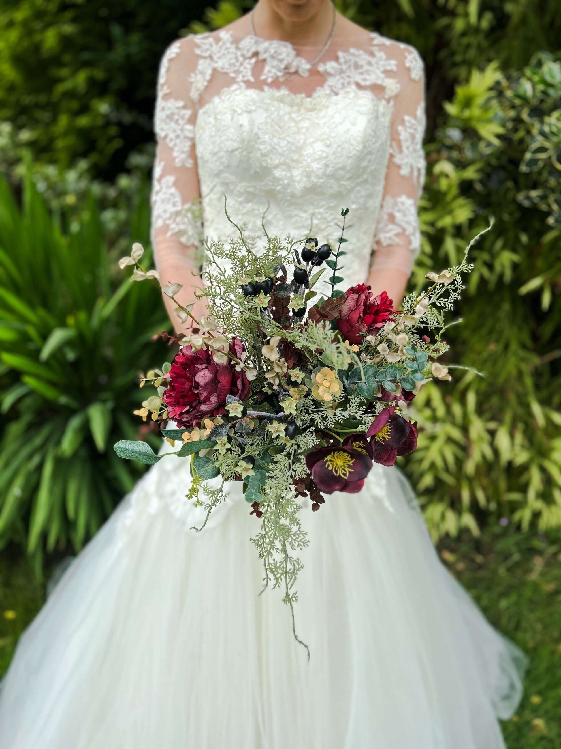 Faux Wedding Flowers-Red and Green Wedding Bouquet