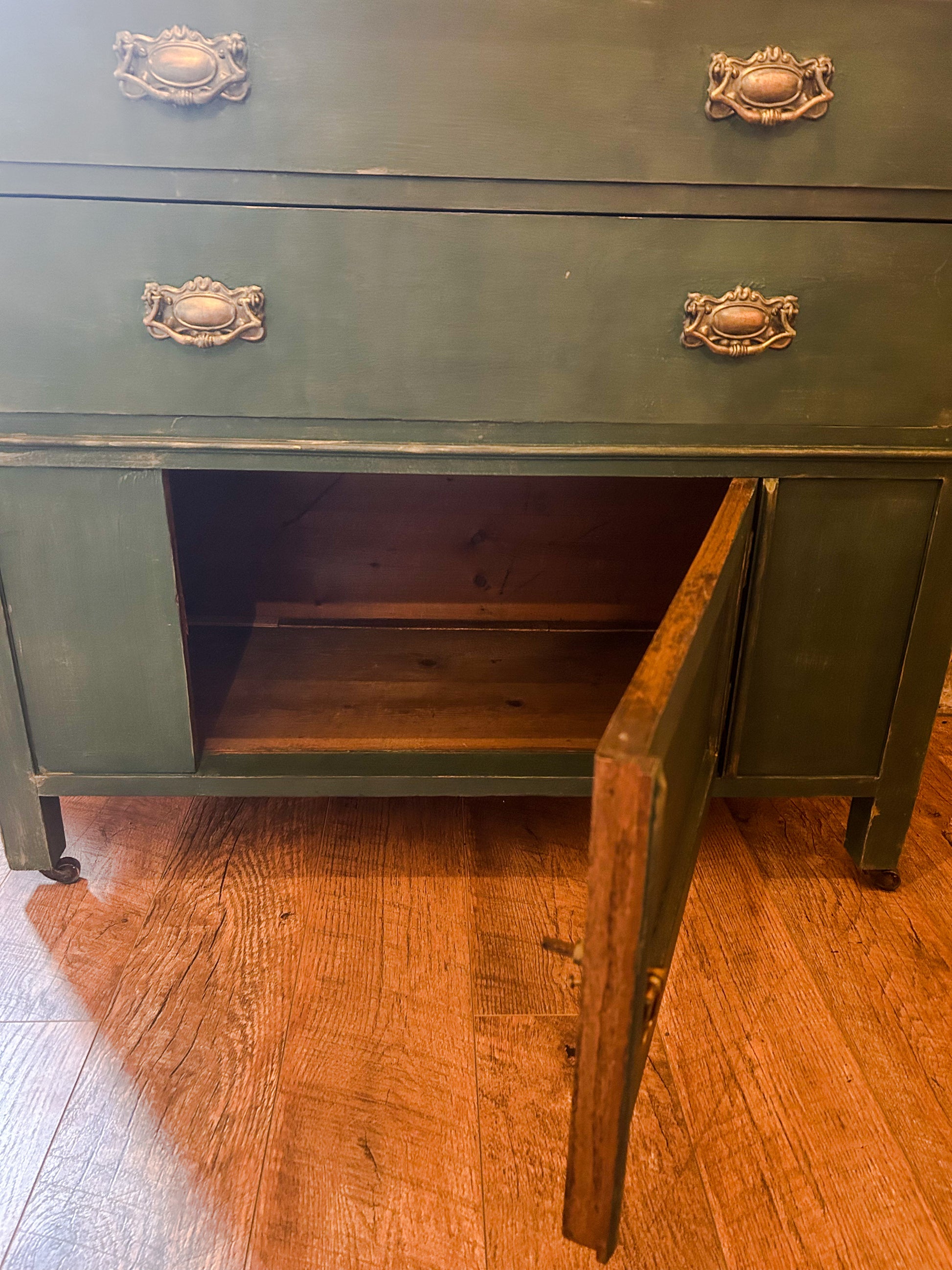 Refurbished Hand Painted Amsterdam Green Sideboard - The Barn Shed