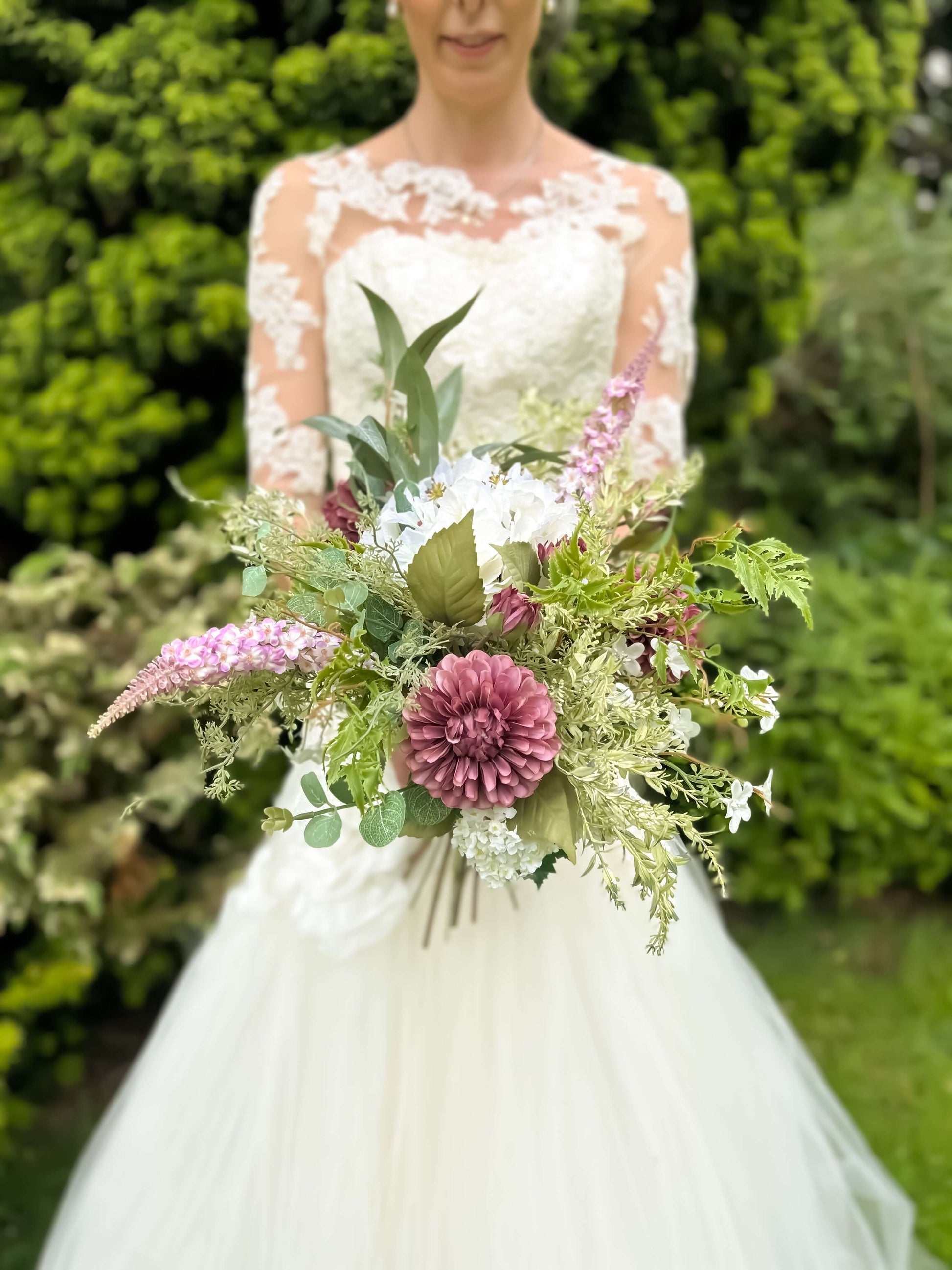 Faux Wedding Flowers-Purple, Lilac and White Soft Wedding Bouquet