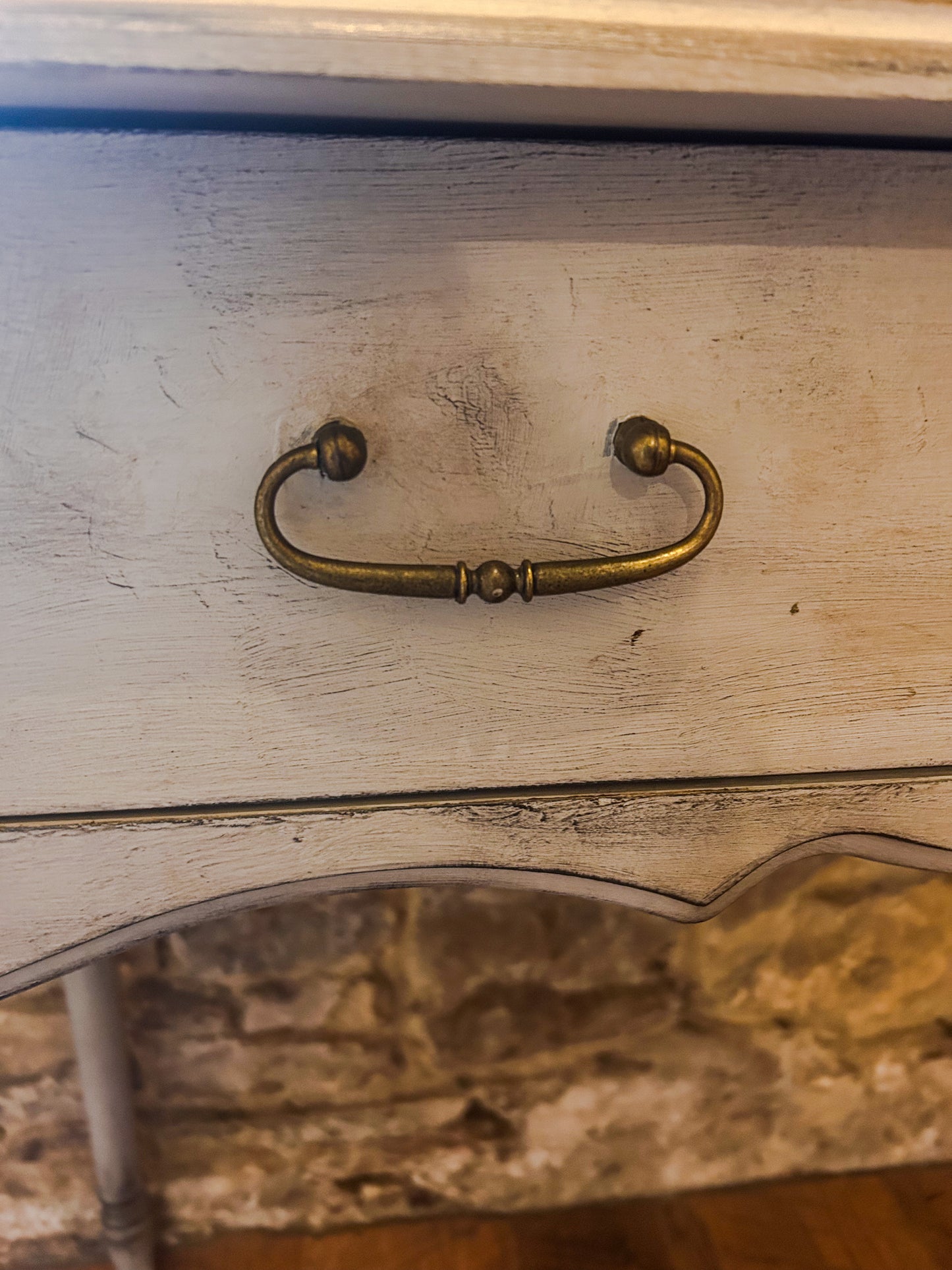 Hand Painted Château Grey Distressed Console Table - The Barn Shed