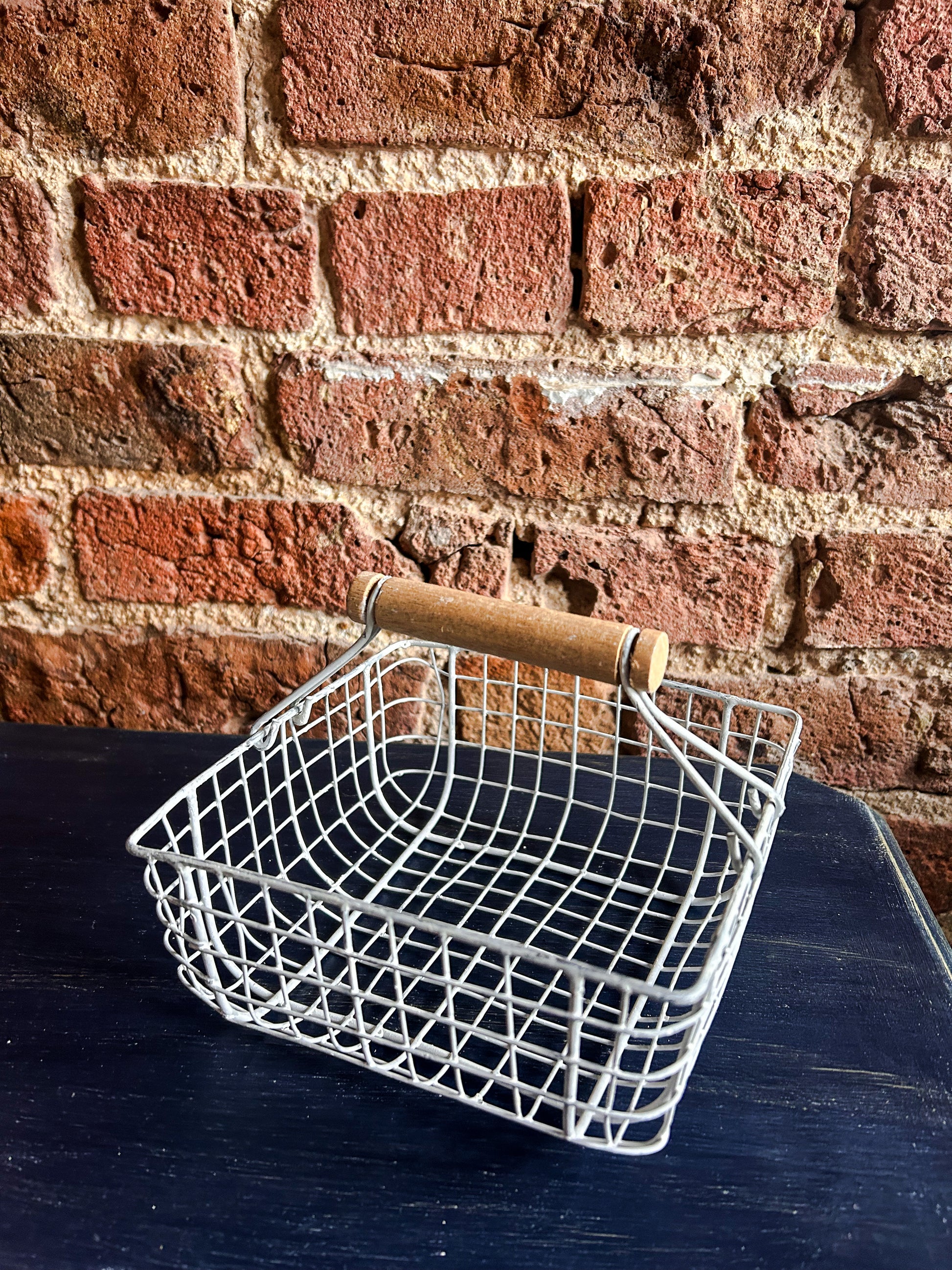 Rustic white metal basket-Various styles - The Barn Shed