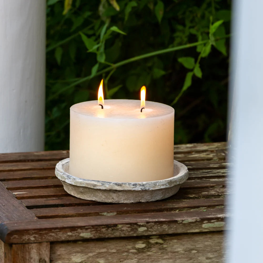 Rustic Pillar Candle and Saucer Set - The Barn Shed