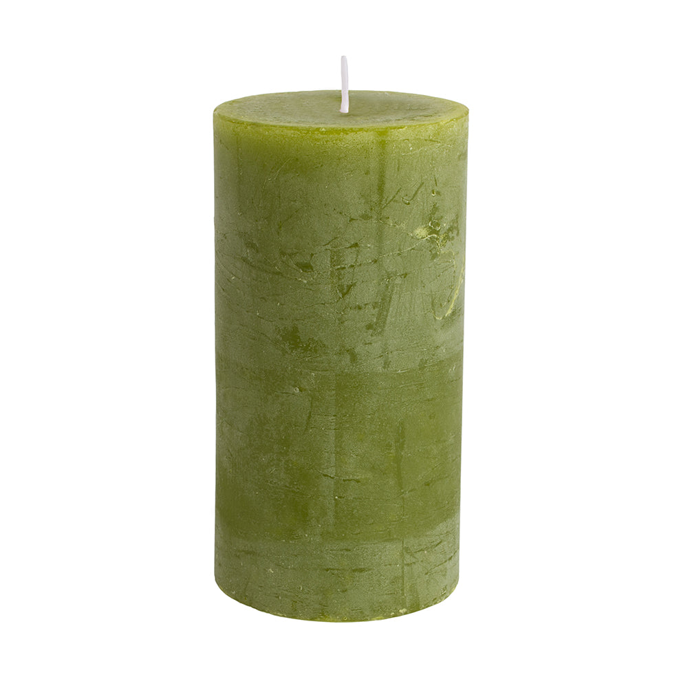 Rustic Pillar Candle Fern Green 7cmx13cm - The Barn Shed