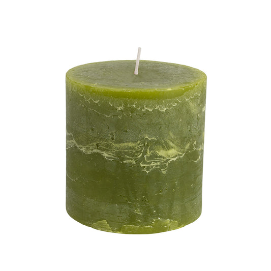 Rustic pilar candle in Fern Green