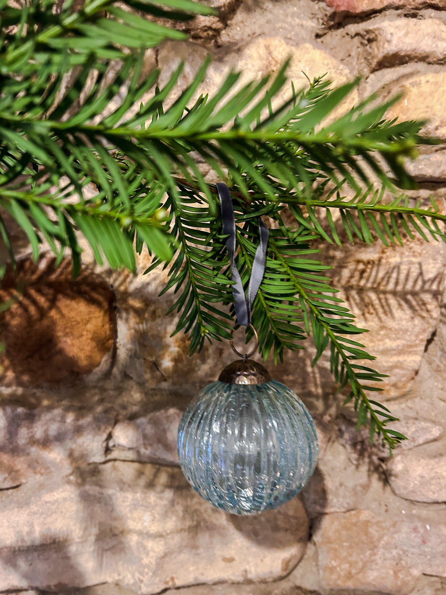 Glass cracked vintage effect baubles -various sizes and colours - The Barn Shed